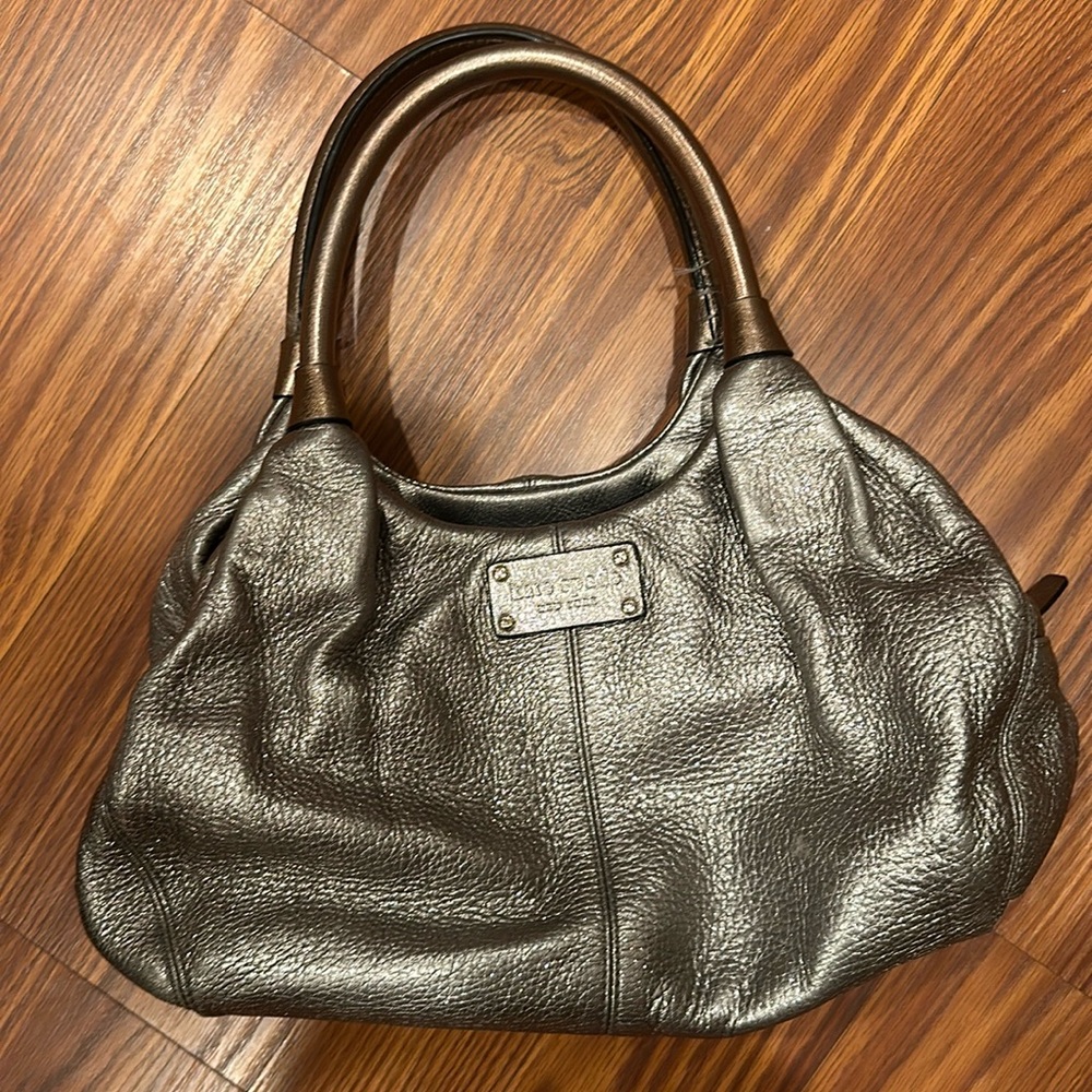 Kate spade silver bag with bronze handles